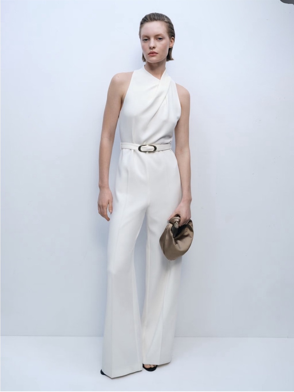 Mango Cream Jumpsuit with Belt
